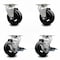 Service Caster 4 Inch Rubber on Cast Iron Swivel Caster Set with Roller Bearings 2 Brakes SCC-20S420-RSR-2-TLB-2 - alternate 1